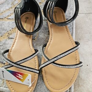 H&M Black Sandals with Rhinestone Straps